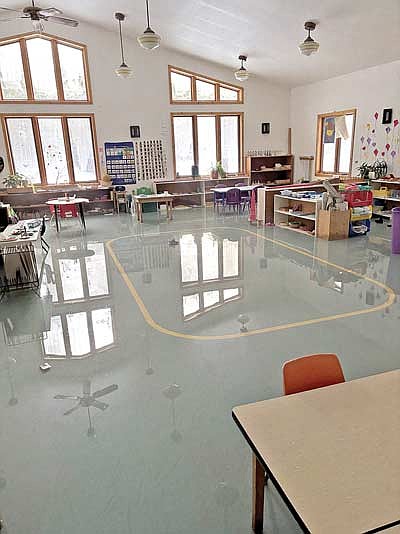 Approximately 2 inches of water covered the floors of North Country Montessori pre-school in Woodruff on Jan. 27 after a water pipe froze and bursted from the subzero and frigid temperatures the area saw Jan. 23-26. (Contributed photograph)