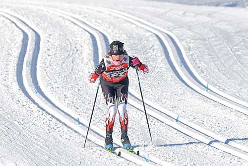 Brayden Kelly looks to go fast in the classic sprint during the Wisconsin Nordic Ski League State Sprint Championships Sunday, Feb. 1 at Ariens Nordic Center in Brillion. (Photo by Jeremy Mayo/River News)