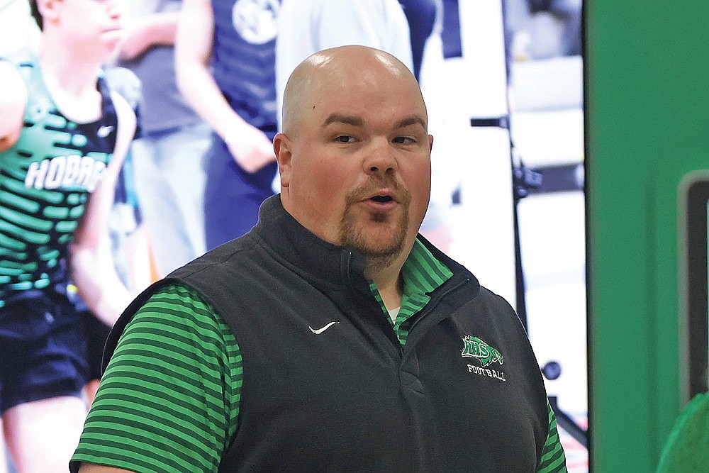 In this June 3, 2025 file photo, Aaron Kraemer speaks during the Rhinelander High School track and field team banquet. Kraemer, who has led the program since 2019, will be taking on a lesser role with the team this year, coaching on a part-time, volunteer basis. (Bob Mainhardt for the River News)