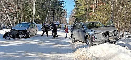 The two vehicles involved in a Feb. 12 two-vehicle collision on Woodruff Road in the town of Woodruff. (Photo by Brian Jopek/Lakeland Times)