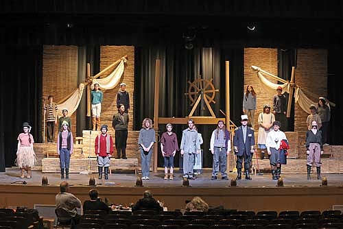 Cast members for the upcoming SDR drama department of “Peter and the Starcatcher” rehearse at the John and Dori Brown Perfomance Arts Center at Rhinelander High School. The play will take place Feb. 26 to March 1. (Photo by Bob Mainhardt for the River News