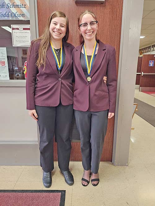 Amelia MacIntyre and Lexi Terzinski won first place medals in FBLA regional competition. (Contributed photograph)