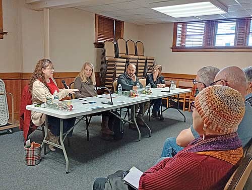 Municipal clerks (l-r) Tracy Hartman, Kim Gauthier and Austyn Zarda, joined by panel facilitator Jane Banning, shared important information with the public in the “What Election Clerks Want You to Know” panel at the Rhinelander District Library last Friday, March 27. (Photo by Ardith Carlton/River News)