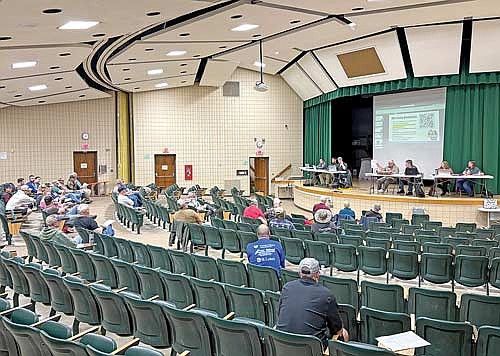 Public comments and questions were accepted during the Oneida County Wisconsin Conservation Congress Spring Hearing at James Williams Middle School on April 13. (Photo by Blake Richard/River News)