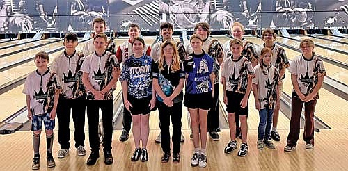 The Lakeland youth bowling team pictured, back row from left, are Greg Wheeler, Devin McKiski, Talan Pockat, Skylar Johnson, Alora Welch, Adam Matushak; front row, James Clem, Bryson Waterman, Mason Ward, Morgan Bushman, Keira Hernandez, Kalie McKiski, RJ Clem, Maddie Volpe and Onyx Jacobi. (Contributed photograph)