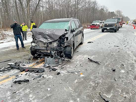 Cited multiple times in a three-vehicle crash that closed the westbound lanes of U.S. 8 on April 2, Marques Stewart took an unusual measure to avoid being booked in Oneida County, and remains at large. (Contributed photograph)