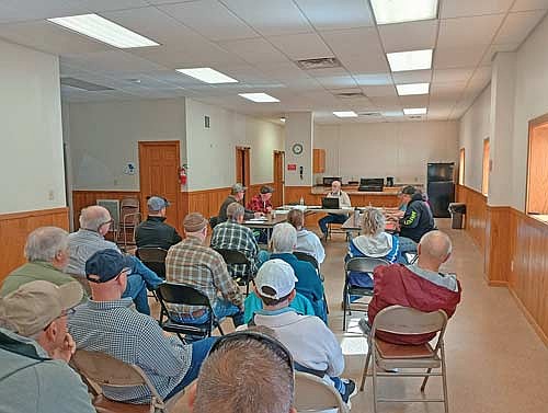 A crowd of Pelican residents was on hand for the Pelican town board’s May 4 meeting. (Photo by Ardith Carlton/River News)