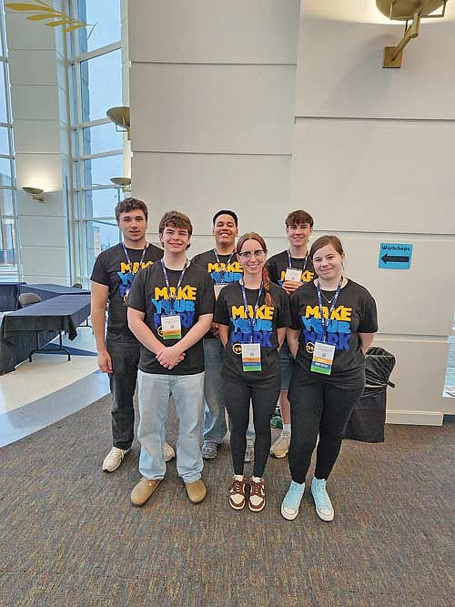 Rhinelander High School’s six participants at this year’s FBLA State competition were (front, l-r) Josh Haselton, Lexi Terzinski,  Amelia MacIntyre, and (back, l-r) Sam Caselton, Dom Hakala, and Kamden Kostrova. (Contributed photograph)