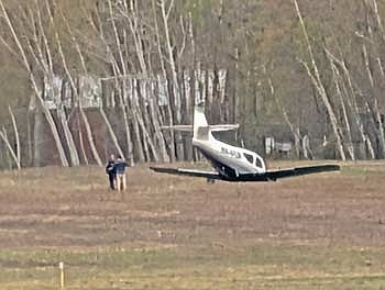 The single engine Commander 114TC that came to rest at the west end of the Lakeland Airport’s east/west runway on May 23. (Contributed photograph)