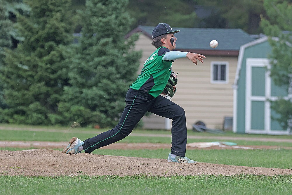 Rhinelander’s Mason Hauser pitches during a Babe Ruth baseball game against Tomahawk at Rhinelander High School Tuesday, June 16. (Jeremy Mayo/River News)