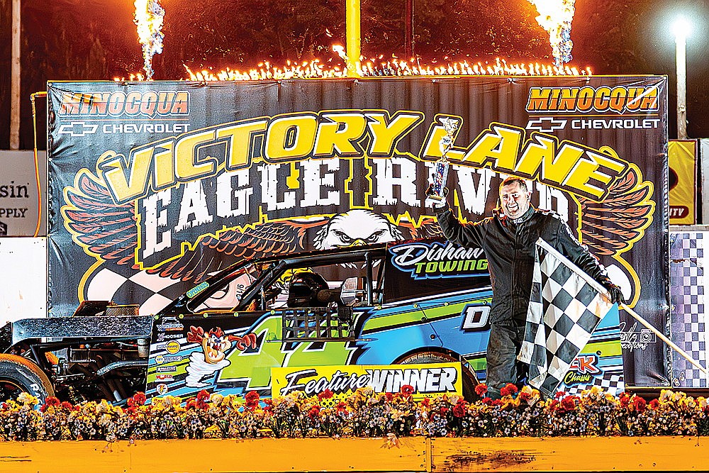 Dave Dishaw of Ontonagon, Mich. won the B-Modified feature at Eagle River Speedway Tuesday, June 16. (Josh Castle/Castle Creations Media)