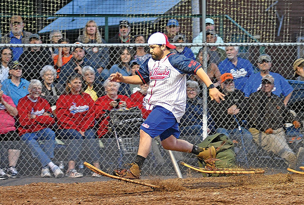 Martin Jaramillo runs to home plate to score the game-winning run in the ninth inning of the Snowhawks’ season opener Monday, June 22 at Snowshoe Park in Lake Tomahawk. (Brett LaBore/Lakeland Times)