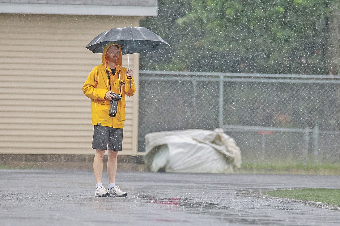 The Lakeland Times’ Brett LaBore covers a WIAA Division 3 girls’ soccer sectional semifinal between Lakeland and Rhinelander at IncredibleBank Field in Minocqua on June 11, 2026. (Photo by Blake Richard/Lakeland Times)