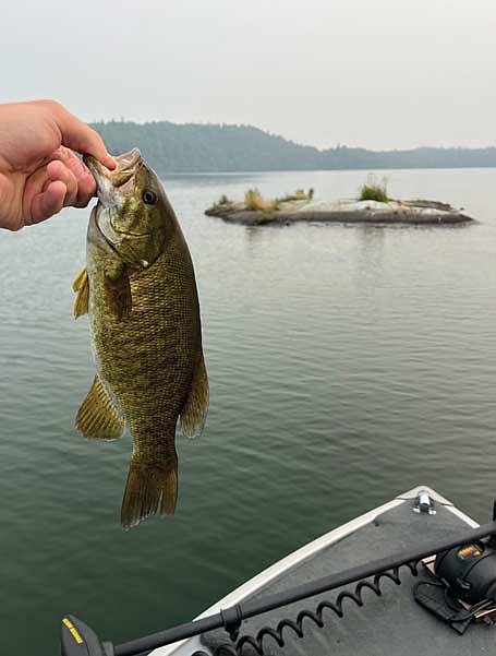 In the wildfire smoke filled Canadian skies, I caught this smallmouth bass. (Photo by Blake Richard/River News)
