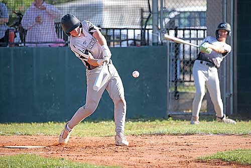 Lakeland’s Parker Ecklund swings at a pitch during the Babe Ruth Senior league game against Tomahawk at Tyler Kahle Memorial Field in Tomahawk on July 9. Ecklund was 1-for-3 in the 15-7 loss. (Photo by Blake Richard/River News)