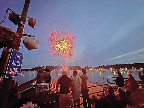 Fireworks light up the sky for the Fourth of July at Lake Minocqua’s Aqua Bowl on Saturday, July 4. (Photo by Trevor Greene/Lakeland Times)