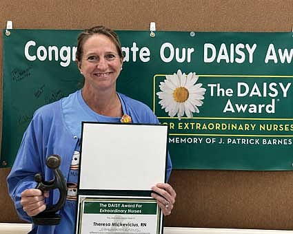 Aspirus Rhinelander Hospital recently honored Terri Mickevicius, RN, with the DAISY Award for Extraordinary Nurses in recognition of her commitment and patient-centered approach to care. (Contributed photograph)