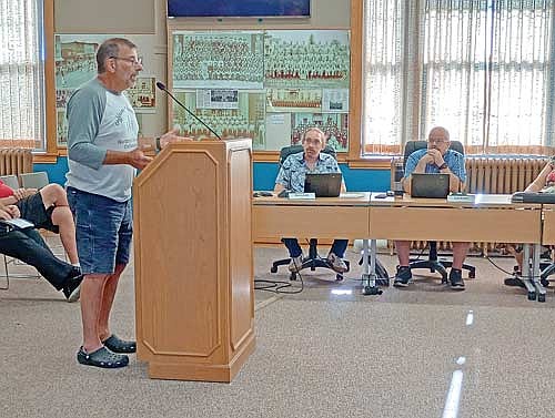 Mike Hendricks said in the public comment portion of the July 13 Rhinelander common council meeting that receiving no reply to his email seeking guidance from his council representative, administrator and mayor was “rude, inconsiderate, and it’s not how things should be done.” (Photo by Ardith Carlton/River News)
