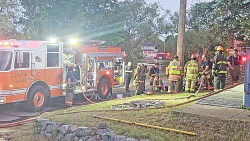 Firefighters from Minocqua, Hazelhurst and Woodruff were dispatched to a fire that heavily damaged a vacant house on East Chicago Avenue in Minocqua on Thursday, July 23. (Contributed photograph)