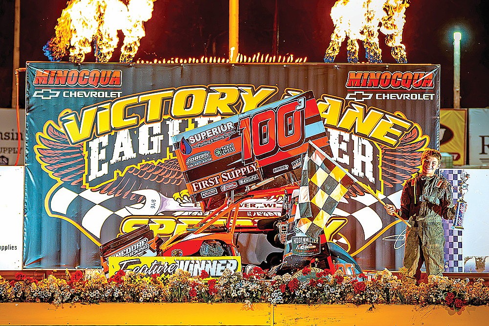Rhinelander’s Blake Joslin won the 600 Micro Sprint feature at Eagle River Speedway Tuesday, Aug. 4. (Josh Castle/Castle Creations Media)