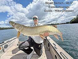 Wyatt Skrtich, team Esox Entourage, hauled in this 40.5-inch musky during the 2025 World Musky Hunt. Skrtich won the largest fish award between the 21 contestants, and helped Esox Entourage to a first place team finish. (Contributed photograph)