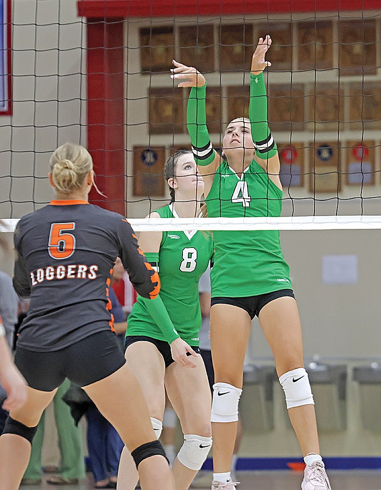 In this Aug. 22, 2026 file photo, Rhinelander’s Maddie Paulson sets a ball during a volleyball scrimmage against Phillips at Northland Pines High School in Eagle River. Paulson, who recorded 25 assists and 24 digs over the weekend, was named to the all-tournament team at the Friendship Tournament in Wisconsin Dells. (Jeremy Mayo/River News)