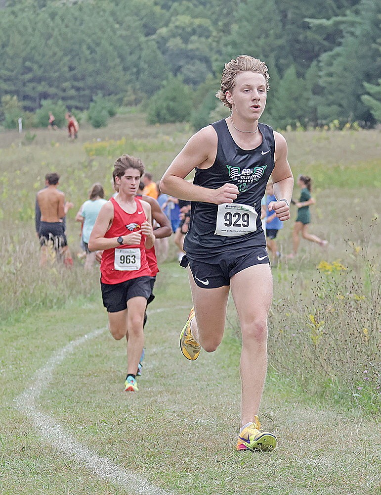 Rhinelander’s Grant Gremban races in the second mile of the SPASH Panther Invitational in Stevens Point, Saturday, Sept. 12. (Jeremy Mayo/River News)
