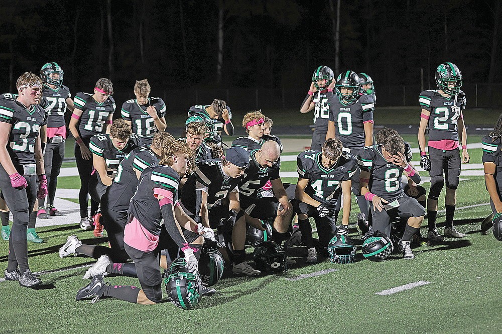 Members of the Rhinelander High School football team react following a 25-21 loss to Wausau East at Mike Webster Stadium Friday, Oct. 9. Riding a three-game losing streak, the Hodags will need a win tonight at Lakeland to guarantee a spot in the WIAA playoffs.
