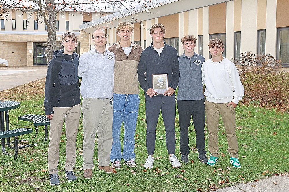 Rhinelander High School football team award winners pose for a photograph following the team’s banquet at RHS Sunday, Oct. 25. Pictured, from left, are Paul Denis, Marshal Durkee, Abe Gretzinger, Rowan Wiczek, Knox Fleming and Trenton Smits.