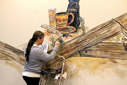 Mural in the works at Trig's Riverwalk Centre