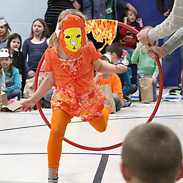 Students at Crescent Elementary clown around to celebrate good behavior