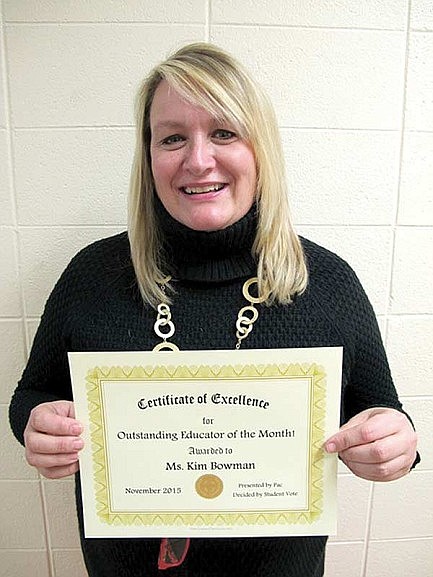 Bowman named JWMS 'Educator of the Month'