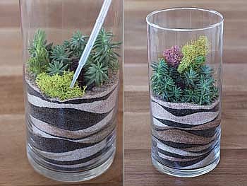 Create a layered sand terrarium  at Crafternoon