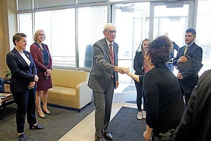 Evers, Hughes kick off statewide tour at Printpack