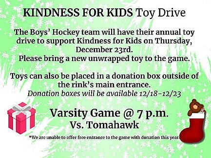 RHS boys' hockey team to hold toy drive Dec. 23